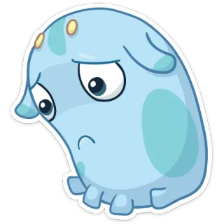 😒 adesivo, cartone animato, blu, triste, carino, illustrazione whatsapp sticker