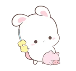 🐰 schattig, konijn, varken, kawaii, dier, cartoon telegram sticker