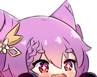 👀 Keqing Genshin Impact Keqing, Genshin Impact, anime, telinga kucing, rambut ungu, video game whatsapp sticker