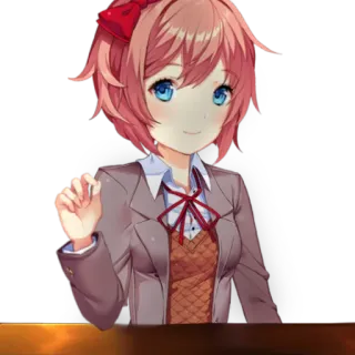 🙂 Sayori Doki Doki Literature Club! Anime, Cartone animato, Sayori, Doki Doki Literature Club, Carino, Ragazza telegram sticker