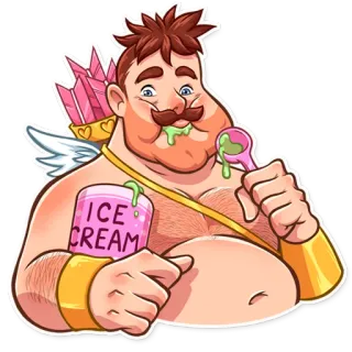 🤤 ICE CREAM glace, dessin animé, personnage, ailé, nourriture, sucré, dessert, cupidon telegram sticker