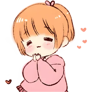 ☺️ Chibi, Dễ thương, Trái tim, Hoạt hình, Cô gái, Kawaii whatsapp sticker