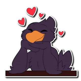 ❤️ wrona, ptak, kreskówka, miłość, serca, uroczy, zwierzę telegram sticker