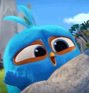 〰 oiseau, dessin animé, animation, mignon, bleu telegram sticker