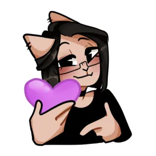 💜 ハート, 猫, 愛, エモート, 可愛い, 漫画, アニメ whatsapp sticker