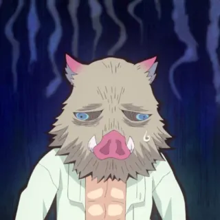 ⚔ Inosuke Hashibira Demon Slayer Anime, Maschera, Cinghiale, Triste, Demon Slayer telegram sticker