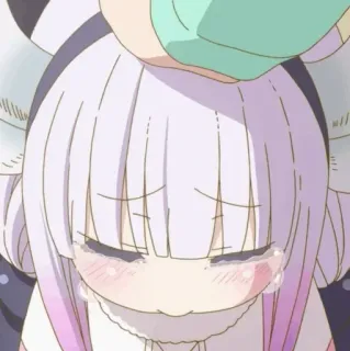 🍓 Kanna Kamui Miss Kobayashi's Dragon Maid Anime, Płacz, Łzy, Kawaii, Słodkie, Smok, Kanna telegram sticker