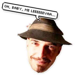 🎼 OH, BABY, ME LIEEEEEEVAA.... man, hat, speech bubble, meme, funny, face telegram sticker