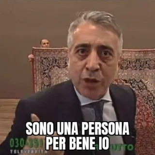 🎩 SONO UNA PERSONA PER BENE IO итальянский, мем, мужчина, человек, ковер telegram sticker