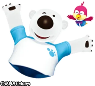 🙌 การ์ตูน, หมีขั้วโลก, นก, อนิเมชั่น, ตัวละคร telegram sticker