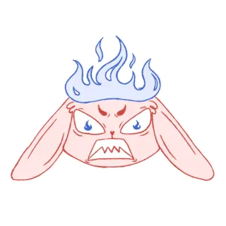 🤯 tức giận, thỏ, thỏ con, lửa, phim hoạt hình, động vật telegram sticker