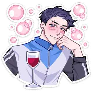 ☺️ male, anime, wine, bubbles, portrait telegram sticker