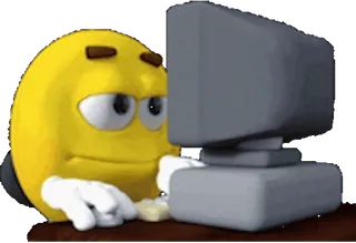 😯 Emoji, Jaune, Ordinateur, Internet, Travail, Drôle whatsapp sticker