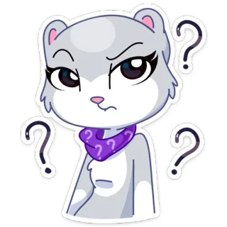 😐 hamster, sticker, cute, cartoon, question marks, confused, animal, grey telegram sticker