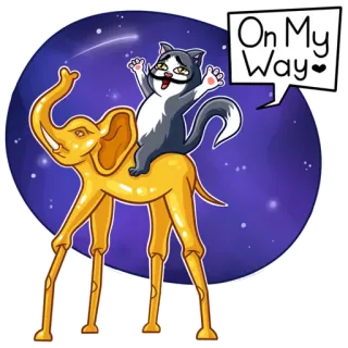 🏃 On My Way Katze, Elefant, Tier, Cartoon, Reisen, Abenteuer, Aufkleber telegram sticker