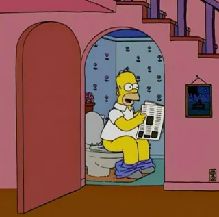 😌 Homer Simpson The Simpsons Туалет, Ванная, Чтение, Газета, Смешные, Мультфильм whatsapp sticker