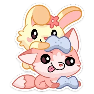 ☔️ kartun, binatang, imut, kelinci, rubah, stiker whatsapp sticker