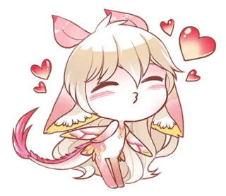 😚 mignon, chibi, coeurs, dessin animé, animal, doux whatsapp sticker