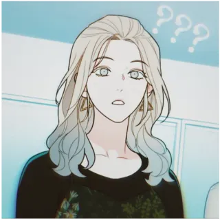 ❓ ??? question marks, woman, confused, surprised, anime, cartoon, character, expression whatsapp sticker