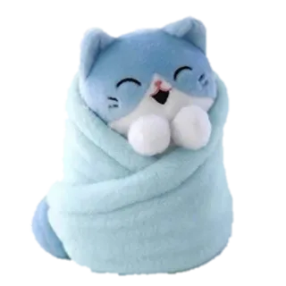 🐱 gatto, gattino, coperta, carino, avvolto, neonato, kawaii, animale telegram sticker