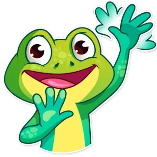 👋 frog, cartoon, green, animal, friendly, happy telegram sticker