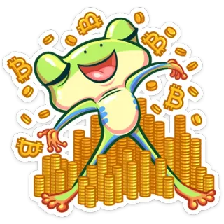 🤑 rana, bitcoin, crypto, soldi, successo, valuta telegram sticker
