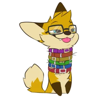 😊 fox, books, glasses, animal, cartoon, cute, funny telegram sticker