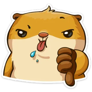 👎 lontra, animal, desenho animado, polegar para baixo, não gosto, negativo telegram sticker
