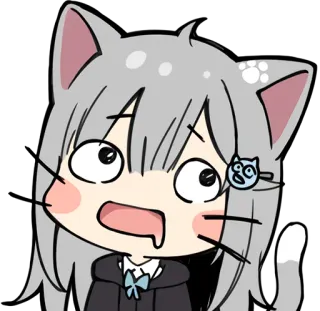 🙄 девушка-кошка, аниме, каваий, милый, стикер whatsapp sticker