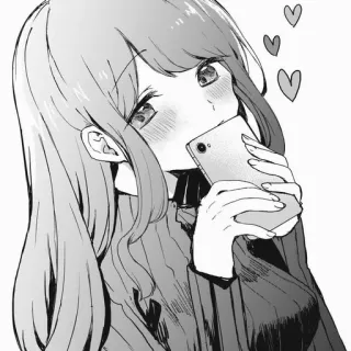 ❤️ anime, girl, love, hearts, phone telegram sticker