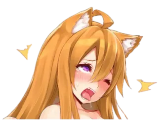 😝 anime, girl, ears, kawaii, ahegao telegram sticker