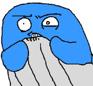 😦 アニメ, キャラクター, 青, 怒り, ミーム, 面白い, イラスト telegram sticker