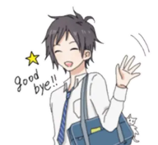 ✋ good bye!! Anime, Junge, winkend, Auf Wiedersehen, Begrüßung, lässig whatsapp sticker