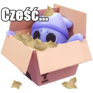 🇵🇱 Cześć... olá, desenho animado, caixa, personagem, fofo, polonês whatsapp sticker
