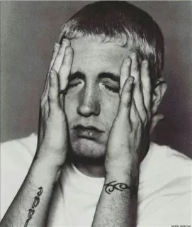 🖇 Eminem rapper, music, portrait, celebrity, sad, eminem telegram sticker