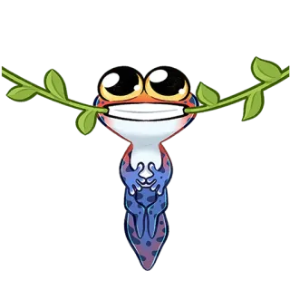 😁 Frosch, Tier, Cartoon, Niedlich, Blätter, Illustration telegram sticker