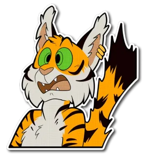 😱 tiger, animal, cartoon, sticker, orange, cute telegram sticker