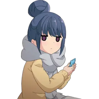 🤳 Rin Shima Yuru Camp anime, character, female, indoors, cartoon telegram sticker
