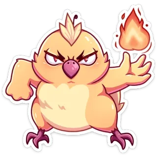 😡 pássaro, fogo, bravo, fofo, desenho animado, pintinho, magia telegram sticker