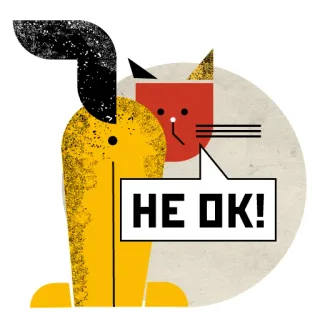 🖕 HE OK! chien, chat, animaux, animal de compagnie, dessin animé whatsapp sticker