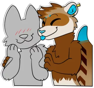 👥 animaux, dessin animé, mignon, poilu, amour, furet, chat whatsapp sticker