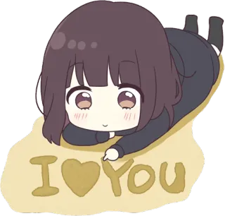 ❤️ I <3 YOU liefde, kawaii, schattig, chibi, hart telegram sticker