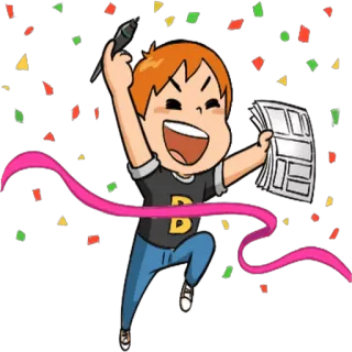 😄 Cartoon, Feier, Freude, Erfolg, Gewinnen telegram sticker
