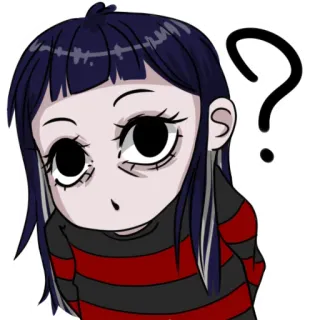 🧐 Fille anime, Point d'interrogation, Confus, Dessin animé, Doute, Curieux, Réflexion whatsapp sticker