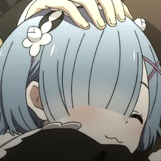 🗞 Rem Re:Zero 애니메이션, 렘, 머리 쓰다듬기, 귀여운, 메이드, Re:제로부터 시작하는 이세계 생활 whatsapp sticker