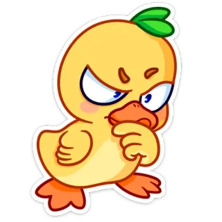 🤔 duck, angry, cartoon, cute, animal, yellow, sticker whatsapp sticker