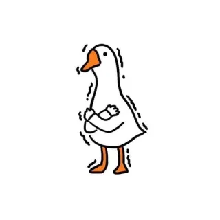 🥶 goose, cartoon, animal, bird, cute, simple, white, orange, shivering telegram sticker