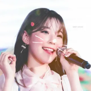 🗾 SWEET DREAMS femme, sourire, doux rêves, microphone, boucles d'oreilles, mignon, K-pop telegram sticker