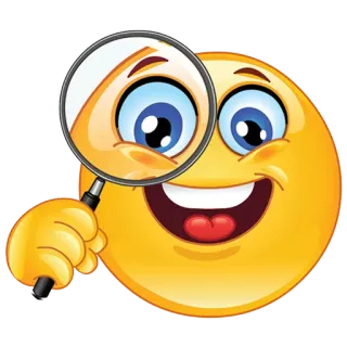 🔍 Emoji, Loupe, Recherche, Regarder, Enquêter, Sourire, Joie telegram sticker