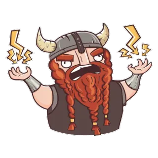 😡 Viking, Trovão, Eletricidade, Desenho animado, Capacete, Barba whatsapp sticker